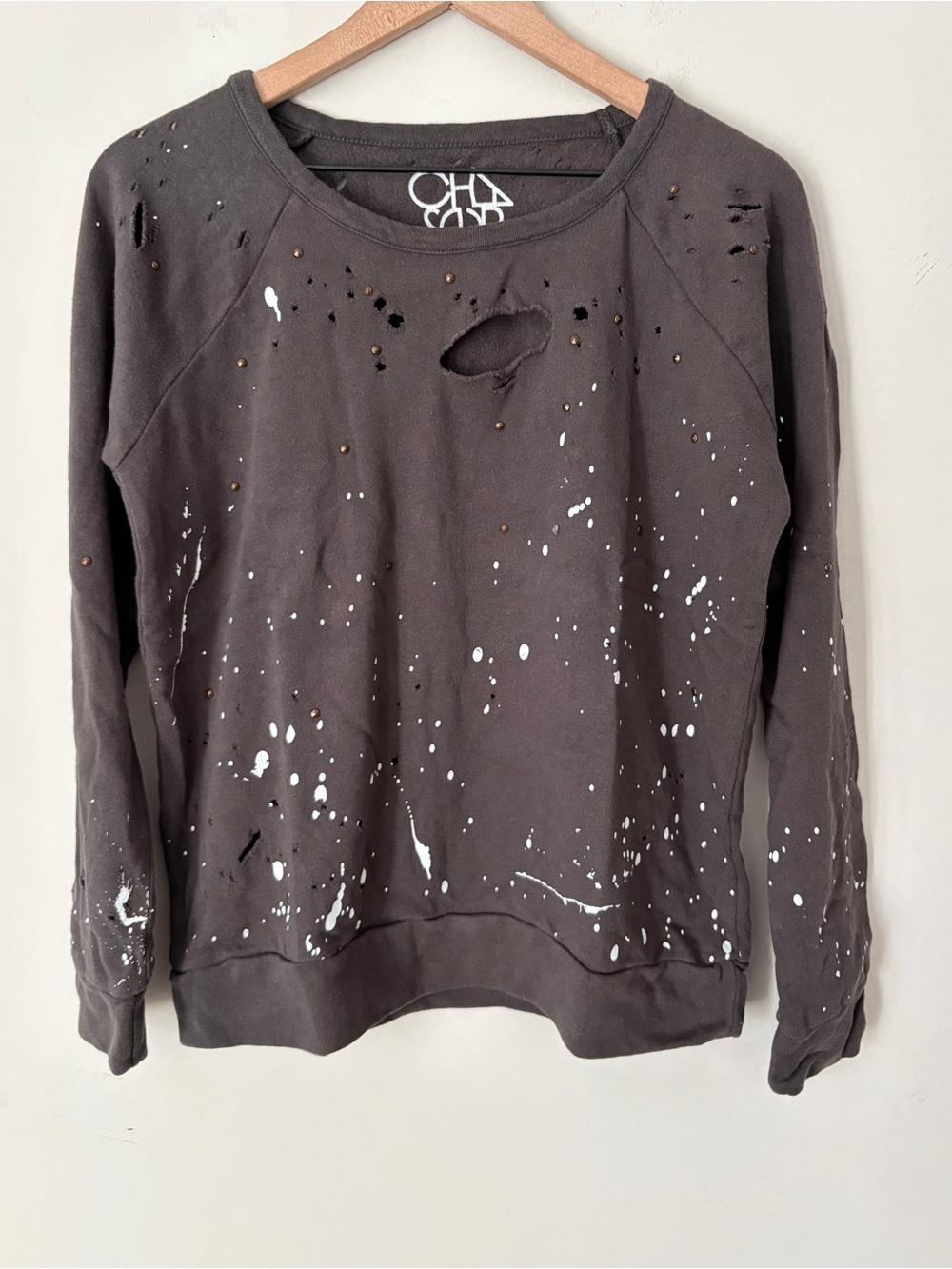 Chaser Splatter Stud Destroy Sweatshirt - M